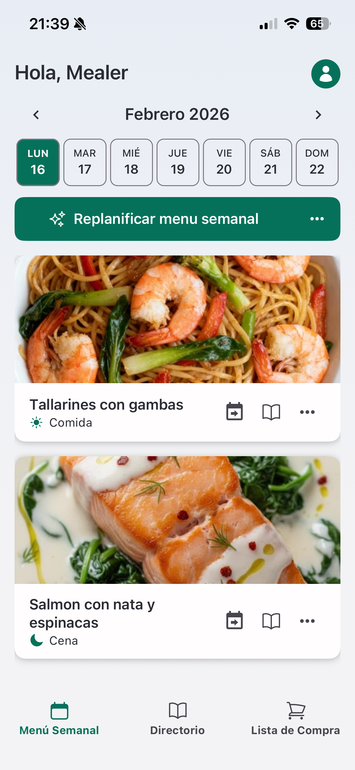 Plan semanal generado automáticamente